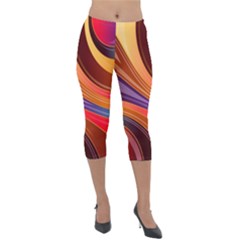 Abstract Colorful Background Wavy Lightweight Velour Capri Leggings  by Wegoenart