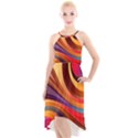 Abstract Colorful Background Wavy High-Low Halter Chiffon Dress  View1