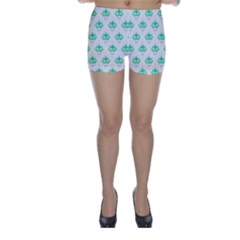 Plant Pattern Green Leaf Flora Skinny Shorts by Wegoenart