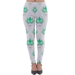 Plant Pattern Green Leaf Flora Lightweight Velour Leggings by Wegoenart