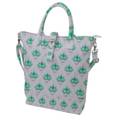 Plant Pattern Green Leaf Flora Buckle Top Tote Bag