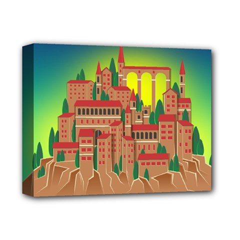 Mountain Village Village Medieval Deluxe Canvas 14  X 11  (stretched) by Wegoenart