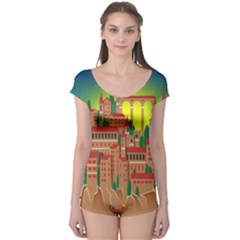 Mountain Village Village Medieval Boyleg Leotard  by Wegoenart