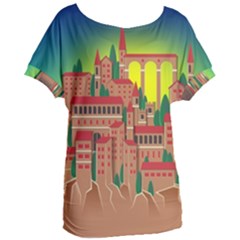 Mountain Village Village Medieval Women s Oversized Tee by Wegoenart