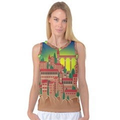 Mountain Village Village Medieval Women s Basketball Tank Top by Wegoenart