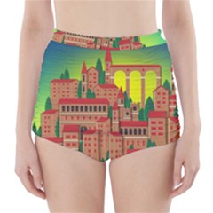 Mountain Village Village Medieval High-waisted Bikini Bottoms by Wegoenart