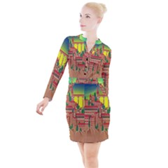 Mountain Village Village Medieval Button Long Sleeve Dress by Wegoenart