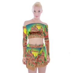 Mountain Village Village Medieval Off Shoulder Top With Mini Skirt Set by Wegoenart