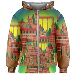 Mountain Village Village Medieval Kids  Zipper Hoodie Without Drawstring by Wegoenart