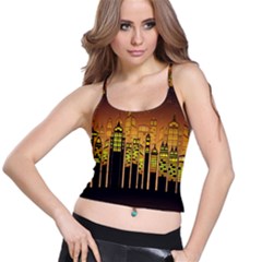 Buildings Skyscrapers City Spaghetti Strap Bra Top by Wegoenart