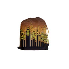 Buildings Skyscrapers City Drawstring Pouch (small) by Wegoenart