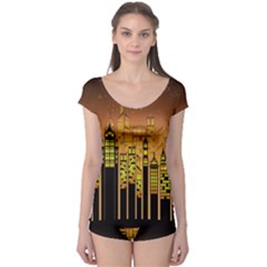 Buildings Skyscrapers City Boyleg Leotard  by Wegoenart