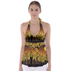 Buildings Skyscrapers City Babydoll Tankini Top by Wegoenart