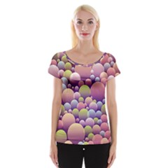 Abstract Background Circle Bubbles Cap Sleeve Top by Wegoenart