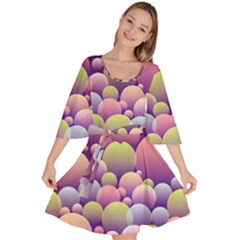 Abstract Background Circle Bubbles Velour Kimono Dress