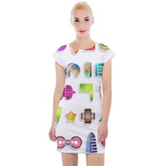 Shapes Abstract Set Pack Cap Sleeve Bodycon Dress