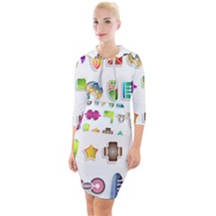 Shapes Abstract Set Pack Quarter Sleeve Hood Bodycon Dress