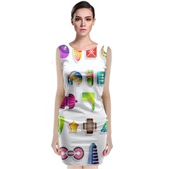 Shapes Abstract Set Pack Sleeveless Velvet Midi Dress by Wegoenart