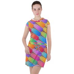 Colorful Background Abstract Drawstring Hooded Dress