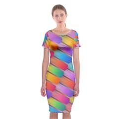 Colorful Background Abstract Classic Short Sleeve Midi Dress by Wegoenart