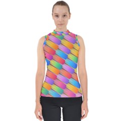 Colorful Background Abstract Mock Neck Shell Top by Wegoenart