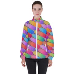 Colorful Background Abstract High Neck Windbreaker (women)