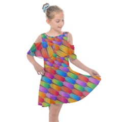 Colorful Background Abstract Kids  Shoulder Cutout Chiffon Dress by Wegoenart