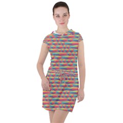 Background Abstract Colorful Drawstring Hooded Dress