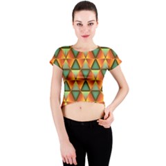 Background Triangle Abstract Golden Crew Neck Crop Top by Wegoenart