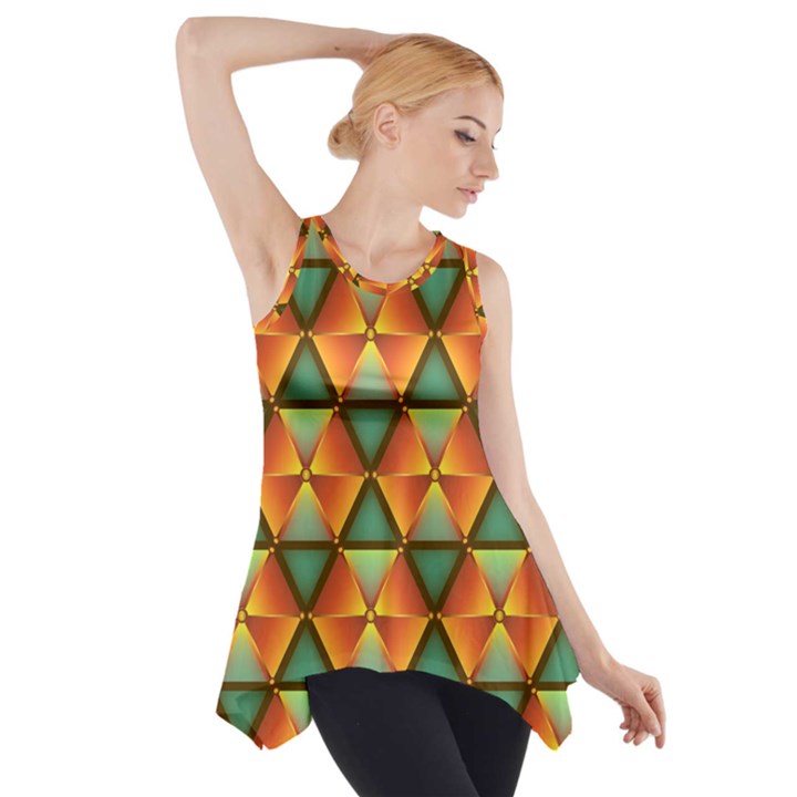 Background Triangle Abstract Golden Side Drop Tank Tunic