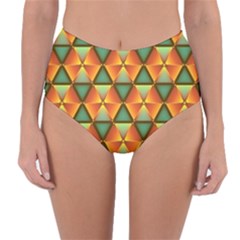 Background Triangle Abstract Golden Reversible High-waist Bikini Bottoms by Wegoenart