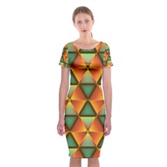 Background Triangle Abstract Golden Classic Short Sleeve Midi Dress by Wegoenart