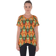 Background Triangle Abstract Golden Cut Out Side Drop Tee