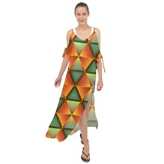 Background Triangle Abstract Golden Maxi Chiffon Cover Up Dress by Wegoenart