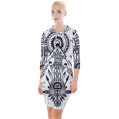 Ancient Parade Ancient Civilization Quarter Sleeve Hood Bodycon Dress