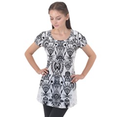 Ancient Parade Ancient Civilization Puff Sleeve Tunic Top