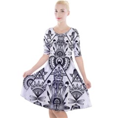 Ancient Parade Ancient Civilization Quarter Sleeve A-line Dress by Wegoenart