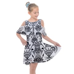 Ancient Parade Ancient Civilization Kids  Shoulder Cutout Chiffon Dress by Wegoenart