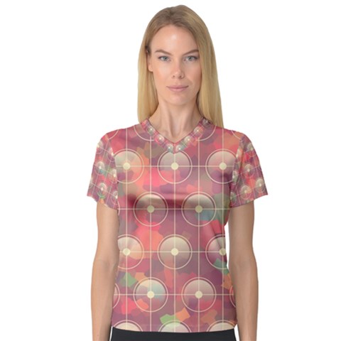 Colorful Background Abstrac Pattern V-neck Sport Mesh Tee by Wegoenart