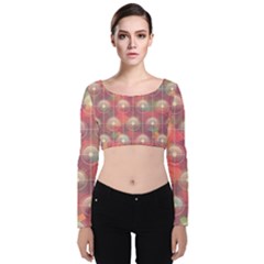 Colorful Background Abstrac Pattern Velvet Long Sleeve Crop Top by Wegoenart