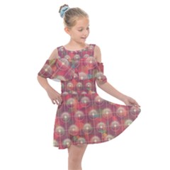 Colorful Background Abstrac Pattern Kids  Shoulder Cutout Chiffon Dress by Wegoenart