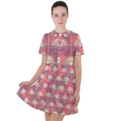 Colorful Background Abstrac Pattern Short Sleeve Shoulder Cut Out Dress 