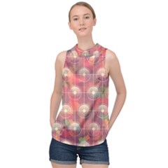 Colorful Background Abstrac Pattern High Neck Satin Top