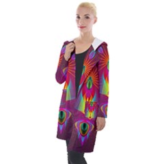 Abstract Bright Colorful Background Hooded Pocket Cardigan