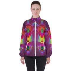 Abstract Bright Colorful Background High Neck Windbreaker (women)