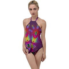 Abstract Bright Colorful Background Go With The Flow One Piece Swimsuit