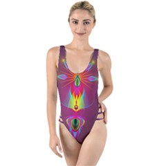 Abstract Bright Colorful Background High Leg Strappy Swimsuit