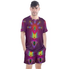 Abstract Bright Colorful Background Men s Mesh Tee And Shorts Set