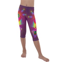 Abstract Bright Colorful Background Kids  Lightweight Velour Capri Leggings 