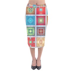 Tiles Pattern Background Colorful Velvet Midi Pencil Skirt